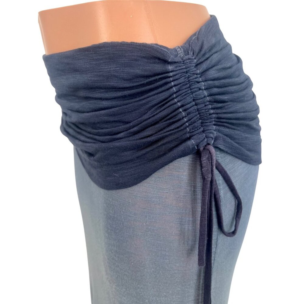 Young Fabulous & Broke Blue Ombre Fold Over Waist Ruched Sides Boho Maxi Skirt - Picture 13 of 16